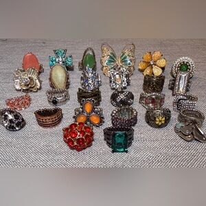 Fashion Statement Multi-Color Gemstone Stretch Cocktail Ring Lot Women Jewelry